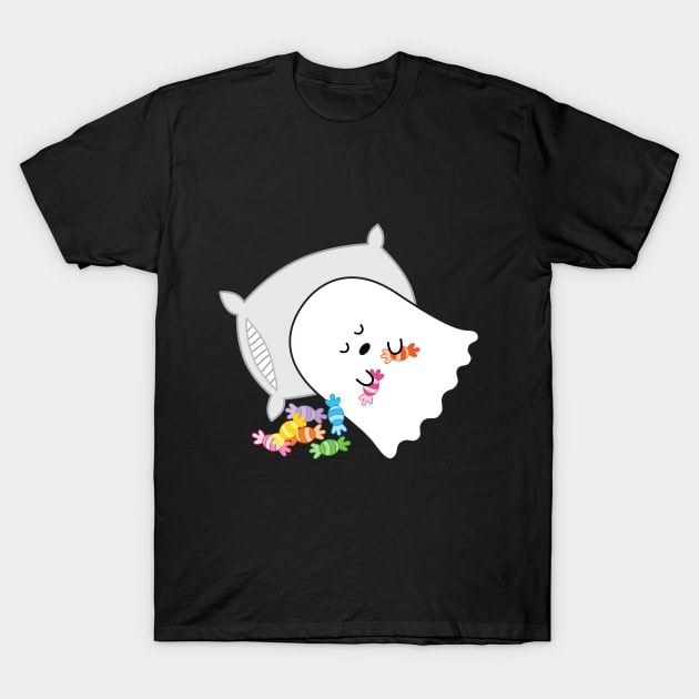 Gordie the Ghost (too much candy, fell asleep) | by queenie's cards T-Shirt by queenie's cards